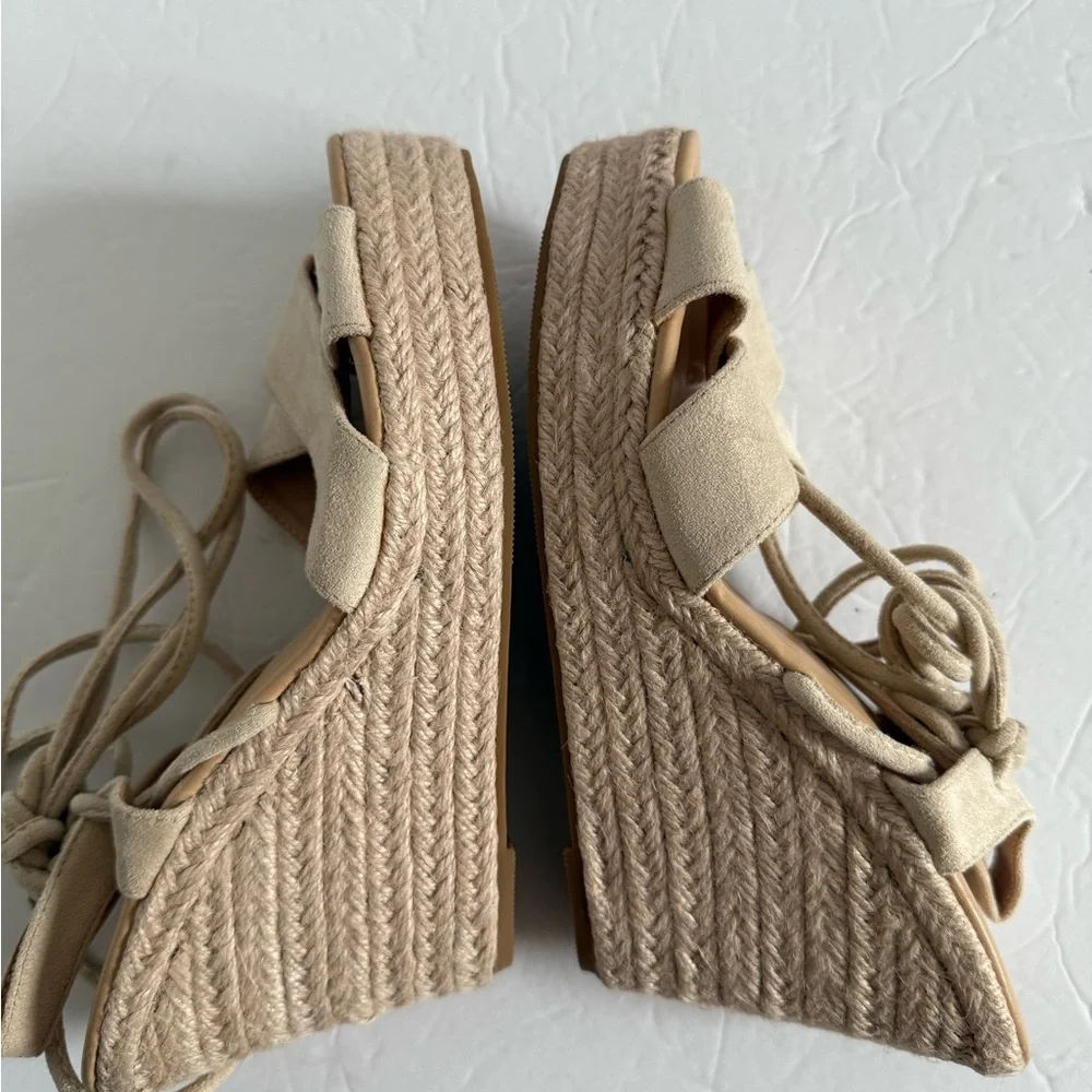 Women's Beige Wedge Heel Sandals Espadrille Size EU 40